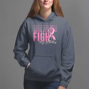 Pink Breast Cancer Hoodie This is How I Fight My Battles TS09 Navy Print Your Wear