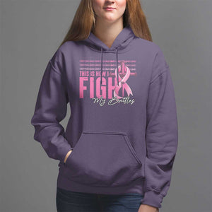 Pink Breast Cancer Hoodie This is How I Fight My Battles TS09 Purple Print Your Wear