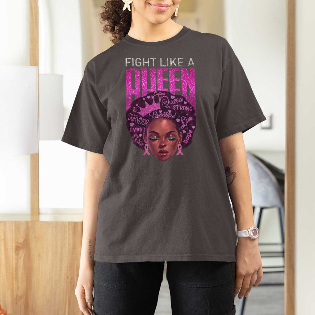 Pink Breast Cancer Warrior T Shirt For Women Fight Like A Queen TS09 Dark Chocolate Print Your Wear