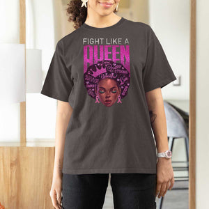 Pink Breast Cancer Warrior T Shirt For Women Fight Like A Queen TS09 Dark Chocolate Print Your Wear