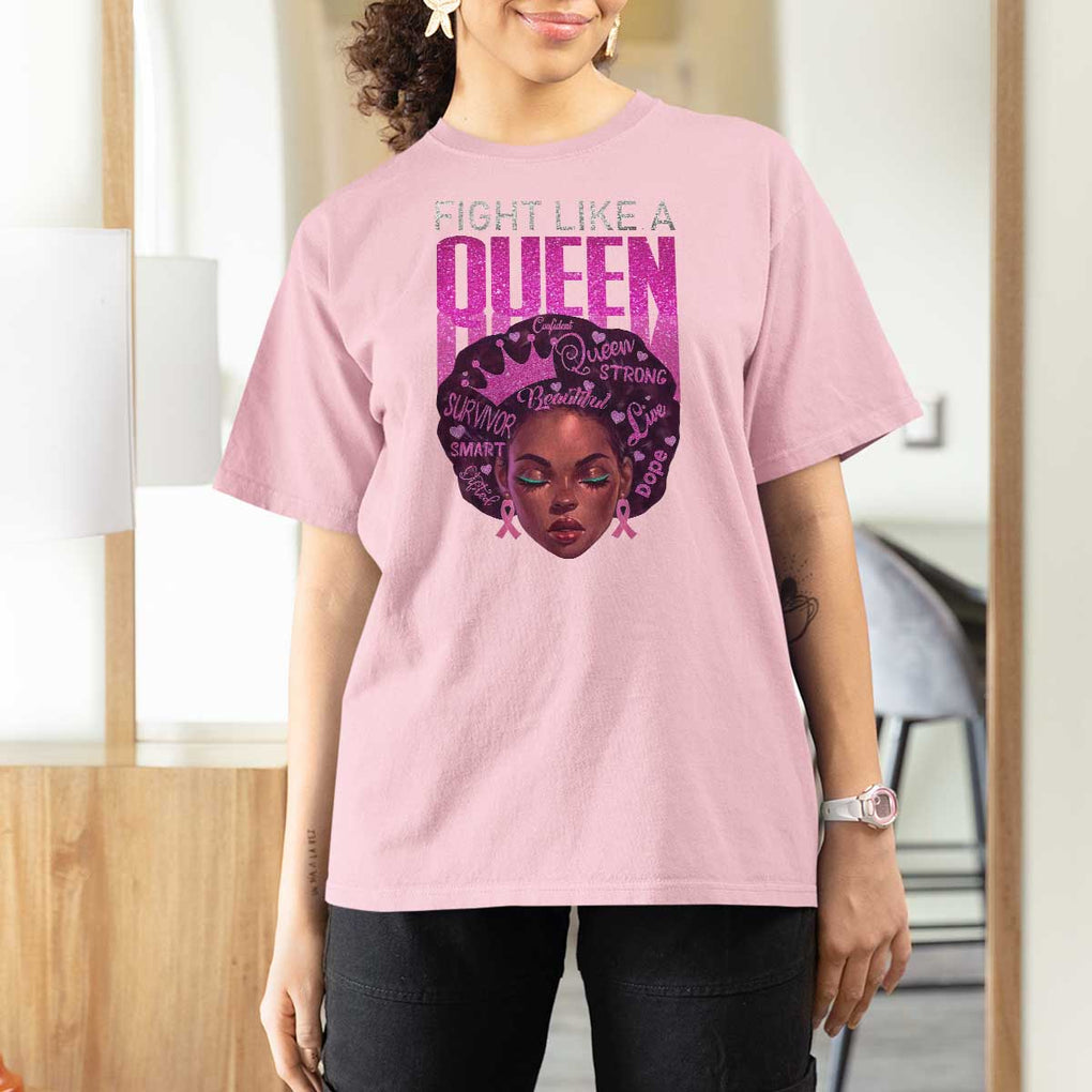 Pink Breast Cancer Warrior T Shirt For Women Fight Like A Queen TS09 Light Pink Print Your Wear