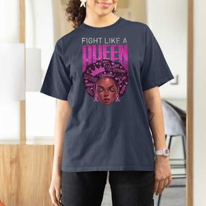 Pink Breast Cancer Warrior T Shirt For Women Fight Like A Queen TS09 Navy Print Your Wear