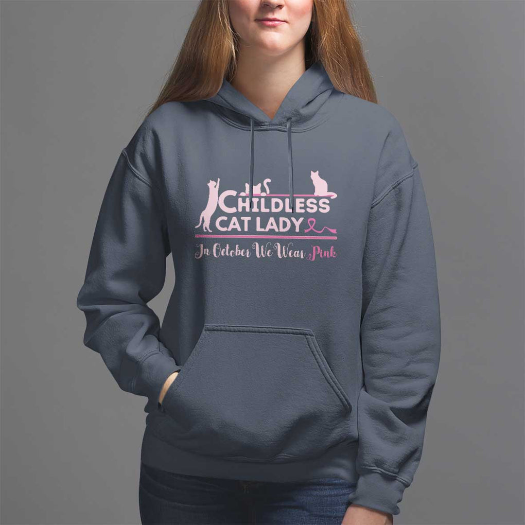 Kamala Breast Cancer Hoodie In October We Wear Pink Childless Cat Lady Harris Support Feminist TS09 Navy Print Your Wear