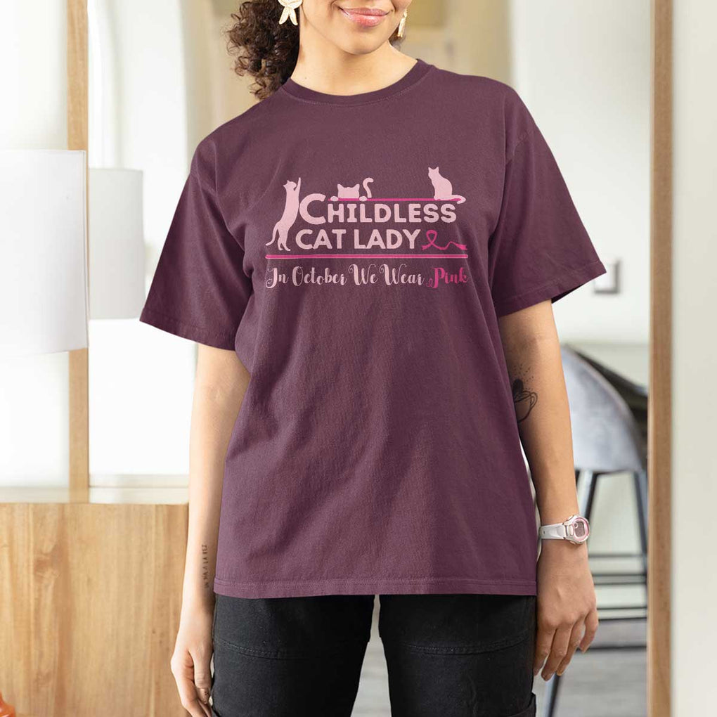 Kamala Breast Cancer T Shirt For Women In October We Wear Pink Childless Cat Lady Harris Support Feminist TS09 Maroon Print Your Wear