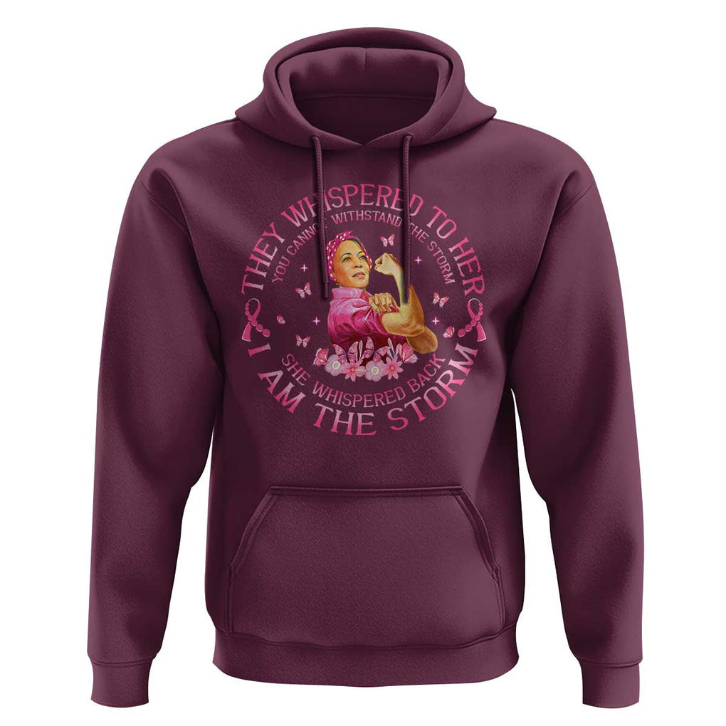 Kamala Breast Cancer Hoodie She Whispered Back I Am The Strom Harris Support TS09 Maroon Print Your Wear