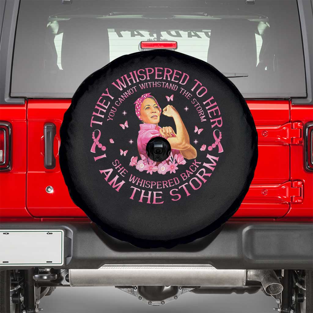 Kamala Breast Cancer Spare Tire Cover She Whispered Back I Am The Strom Harris Support TS09 Black Print Your Wear
