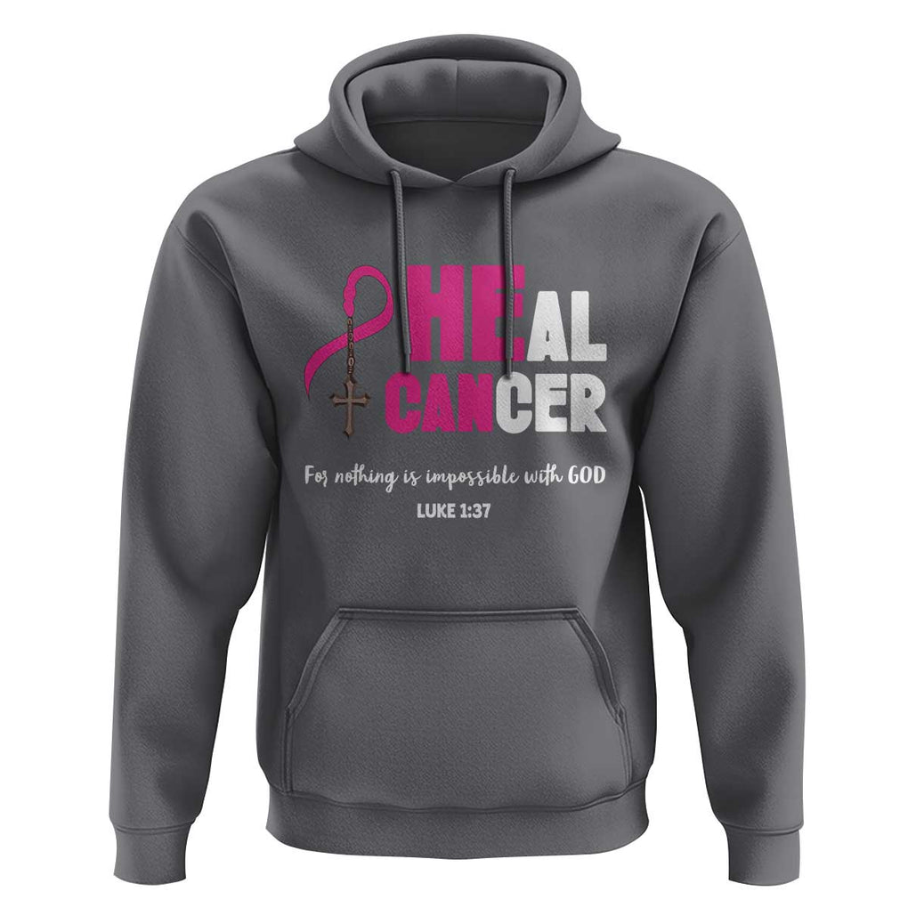 Male Breast Cancer Hoodie He Can Heal Cancer Christian TS09 Charcoal Print Your Wear