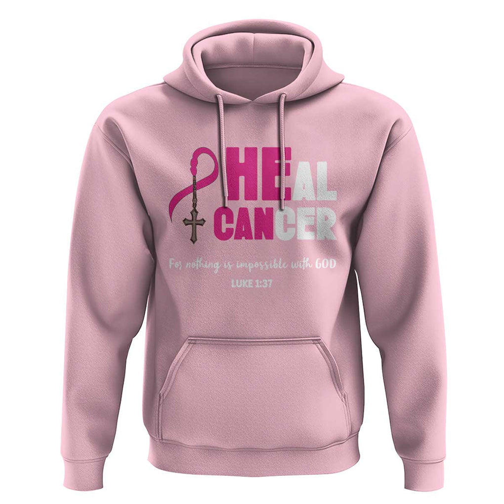 Male Breast Cancer Hoodie He Can Heal Cancer Christian TS09 Light Pink Print Your Wear
