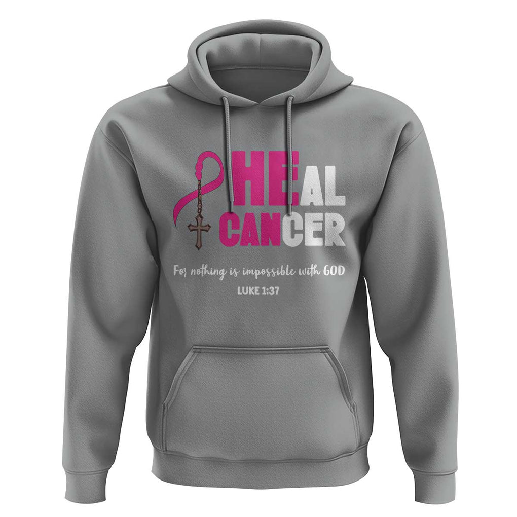 Male Breast Cancer Hoodie He Can Heal Cancer Christian TS09 Sport Gray Print Your Wear