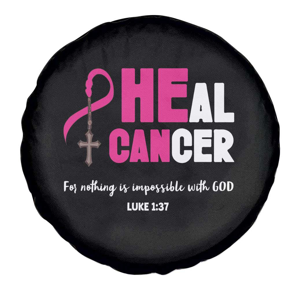Male Breast Cancer Spare Tire Cover He Can Heal Cancer Christian TS09 Print Your Wear