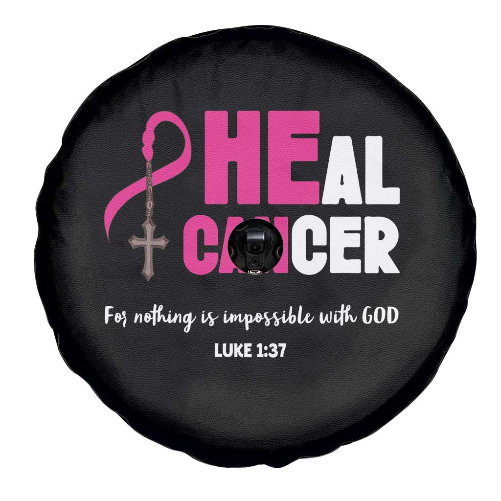 Male Breast Cancer Spare Tire Cover He Can Heal Cancer Christian TS09 Print Your Wear