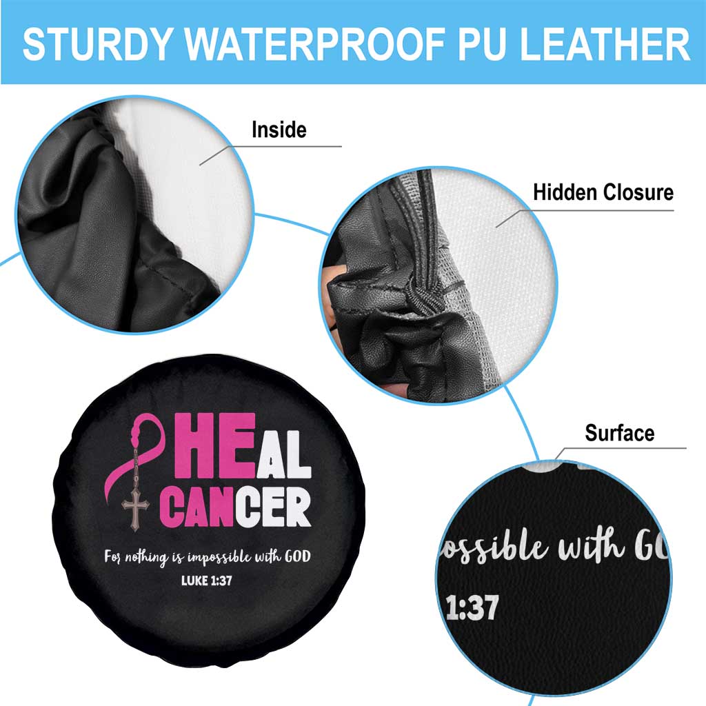 Male Breast Cancer Spare Tire Cover He Can Heal Cancer Christian TS09 Print Your Wear