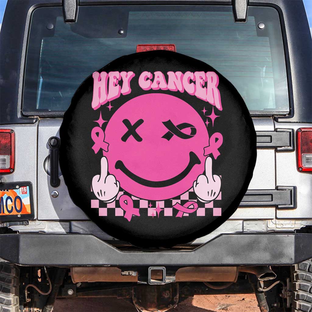 Funny Breast Cancer Spare Tire Cover Fuck Cancer Groovy TS09 No hole Black Print Your Wear