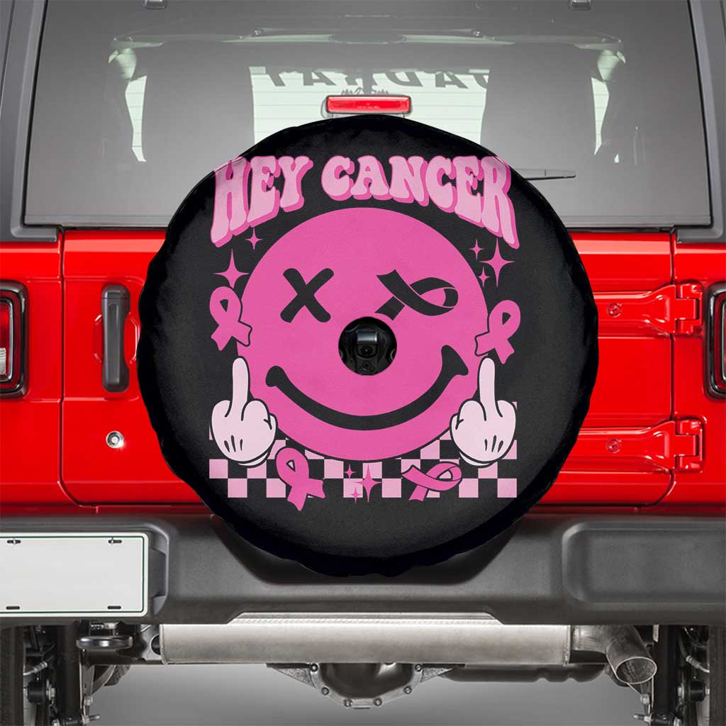 Funny Breast Cancer Spare Tire Cover Fuck Cancer Groovy TS09 Black Print Your Wear