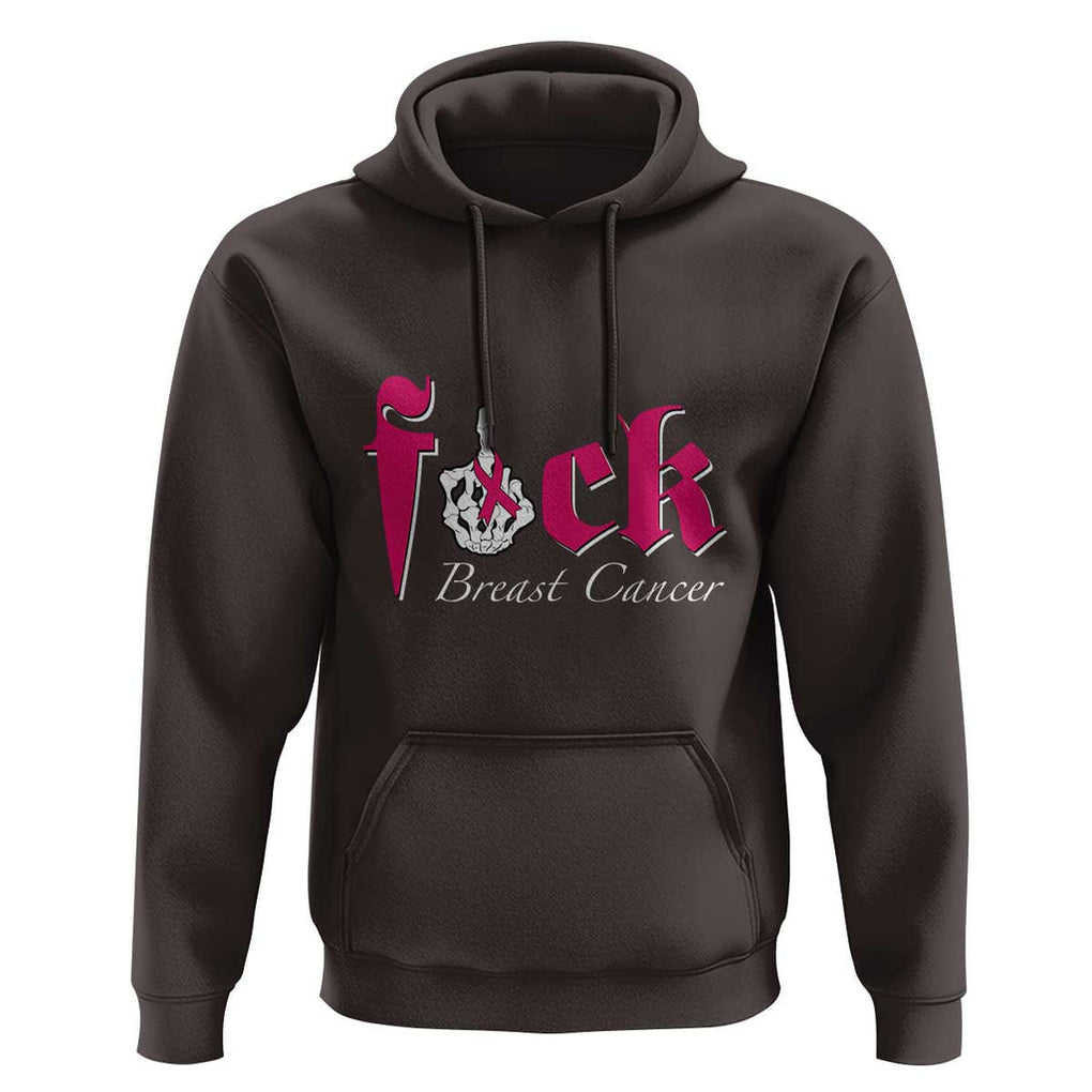 Pink Breast Cancer Hoodie Fuck Cancer Skeleton Hand TS09 Dark Chocolate Print Your Wear