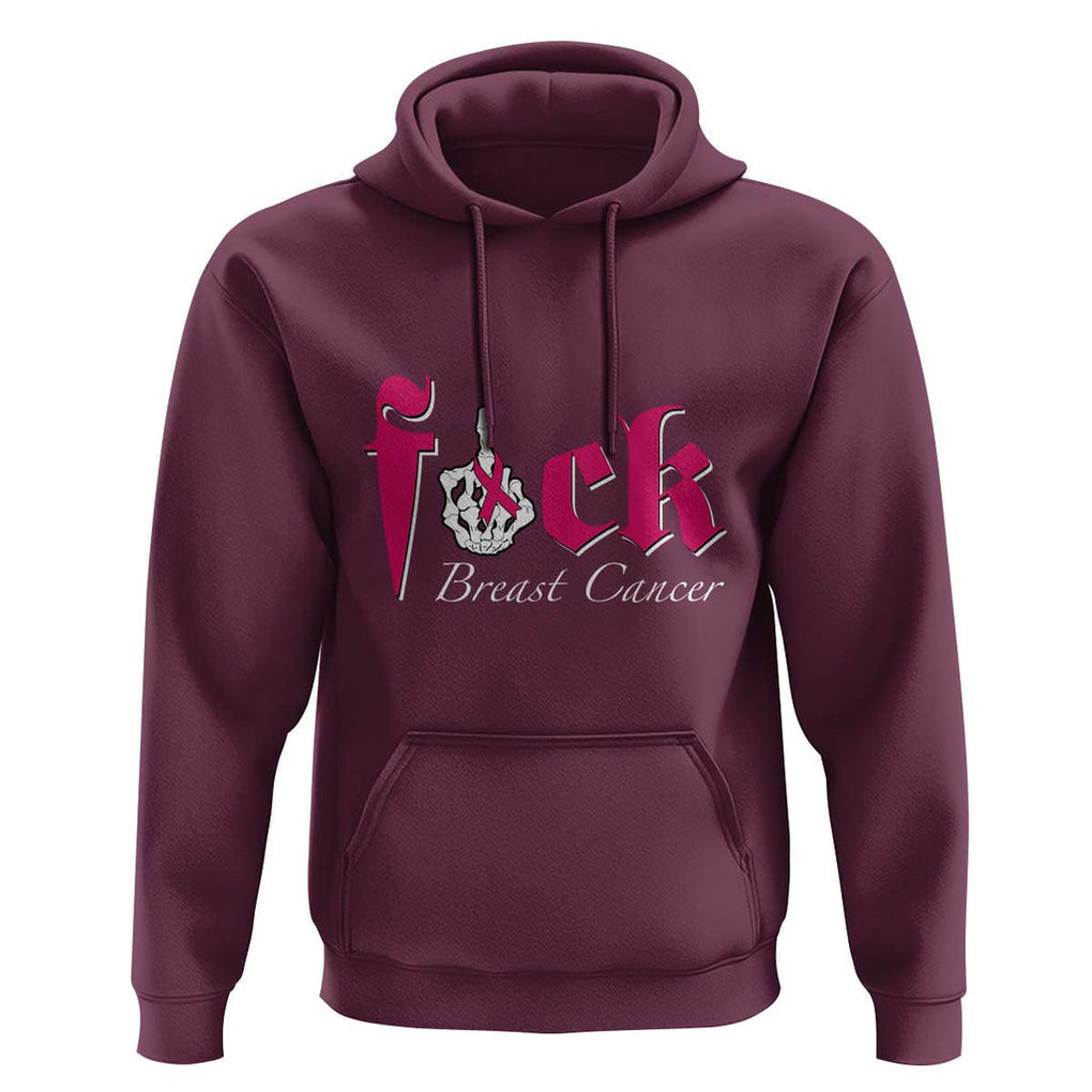Pink Breast Cancer Hoodie Fuck Cancer Skeleton Hand TS09 Maroon Print Your Wear