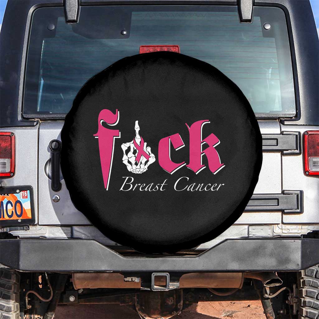 Pink Breast Cancer Spare Tire Cover Fuck Cancer Skeleton Hand TS09 No hole Black Print Your Wear