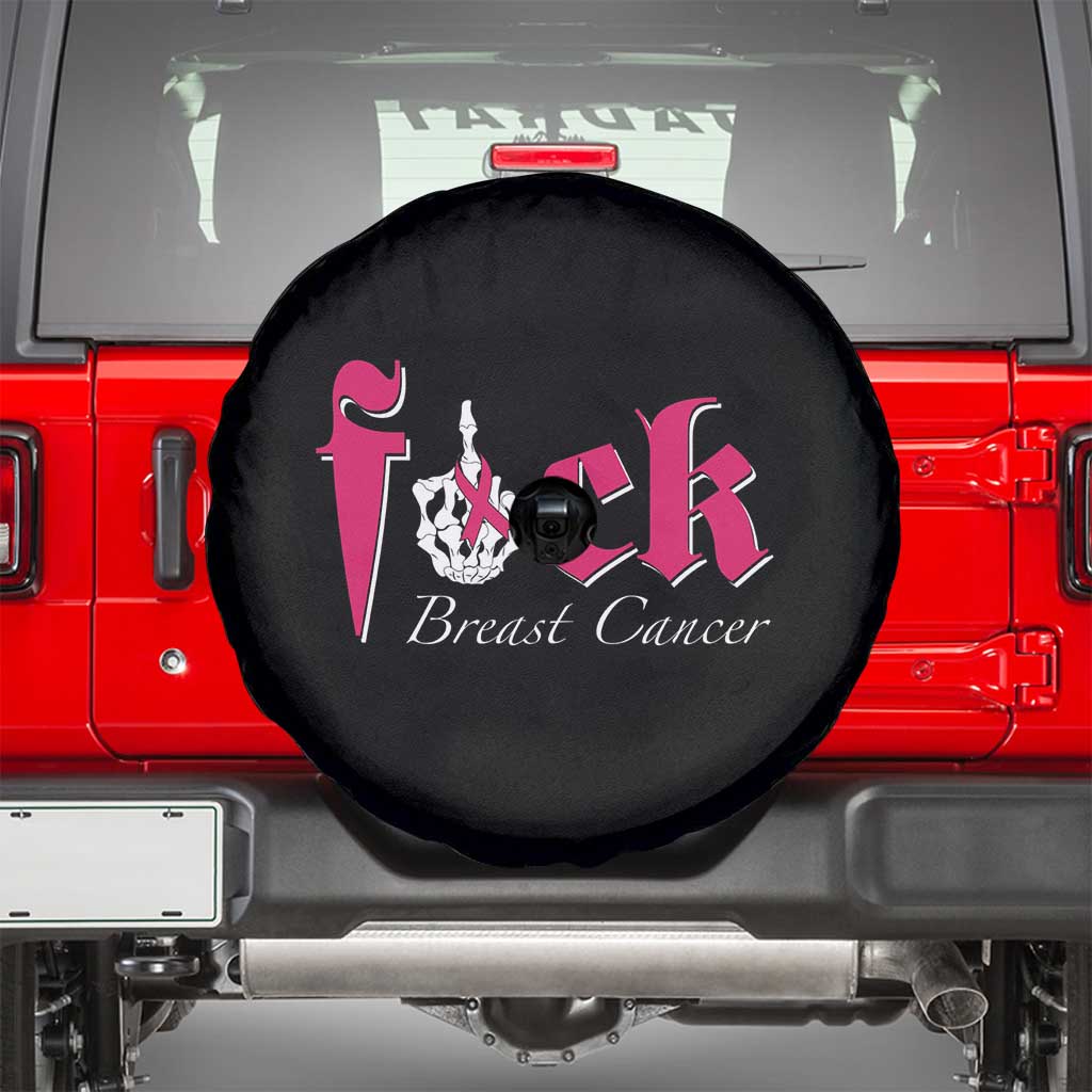 Pink Breast Cancer Spare Tire Cover Fuck Cancer Skeleton Hand TS09 Black Print Your Wear
