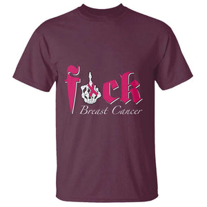 Pink Breast Cancer T Shirt Fuck Cancer Skeleton Hand TS09 Maroon Print Your Wear