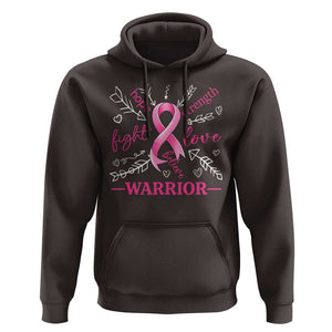 Breast Cancer Warrior Hoodie Love Fight Strength Hope Arrow Pink Ribbon TS09 Dark Chocolate Print Your Wear