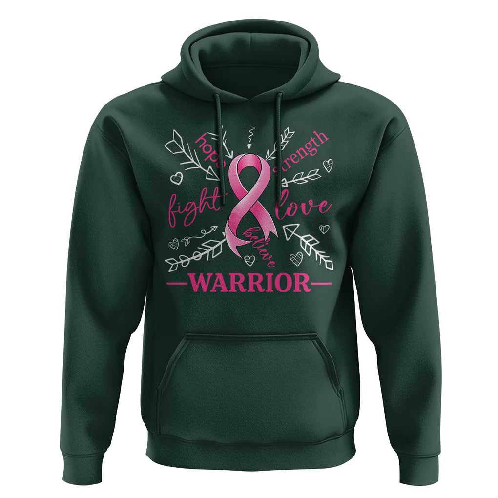 Breast Cancer Warrior Hoodie Love Fight Strength Hope Arrow Pink Ribbon TS09 Dark Forest Green Print Your Wear