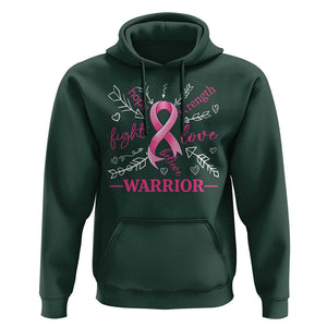 Breast Cancer Warrior Hoodie Love Fight Strength Hope Arrow Pink Ribbon TS09 Dark Forest Green Print Your Wear