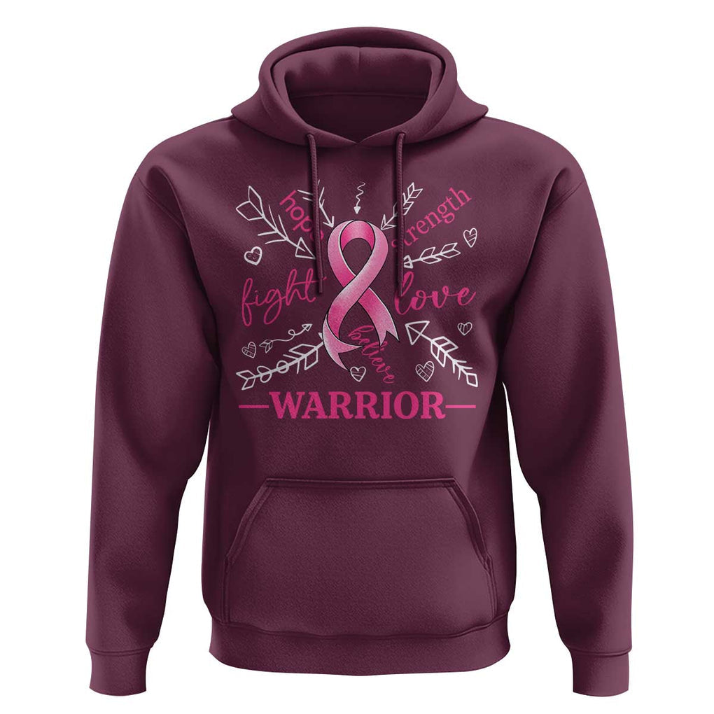 Breast Cancer Warrior Hoodie Love Fight Strength Hope Arrow Pink Ribbon TS09 Maroon Print Your Wear