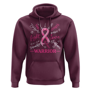 Breast Cancer Warrior Hoodie Love Fight Strength Hope Arrow Pink Ribbon TS09 Maroon Print Your Wear