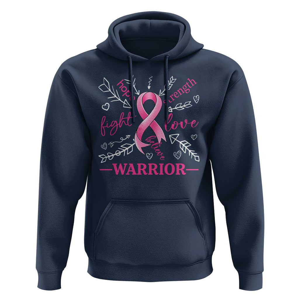 Breast Cancer Warrior Hoodie Love Fight Strength Hope Arrow Pink Ribbon TS09 Navy Print Your Wear