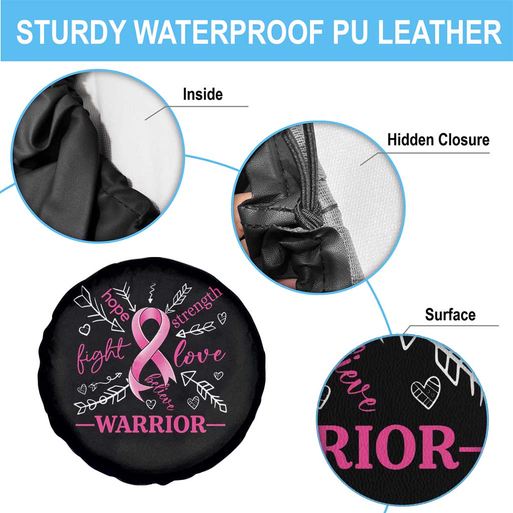 Breast Cancer Warrior Spare Tire Cover Love Fight Strength Hope Arrow Pink Ribbon TS09 Print Your Wear