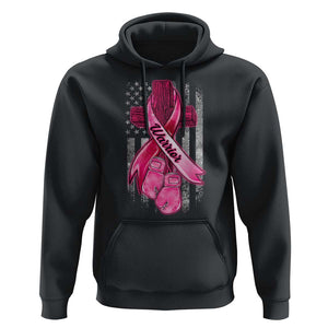 Pink Breast Cancer Hoodie I Am Warrior American Flag TS09 Black Print Your Wear
