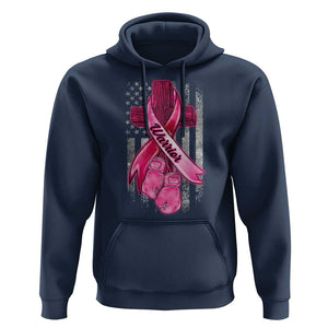 Pink Breast Cancer Hoodie I Am Warrior American Flag TS09 Navy Print Your Wear