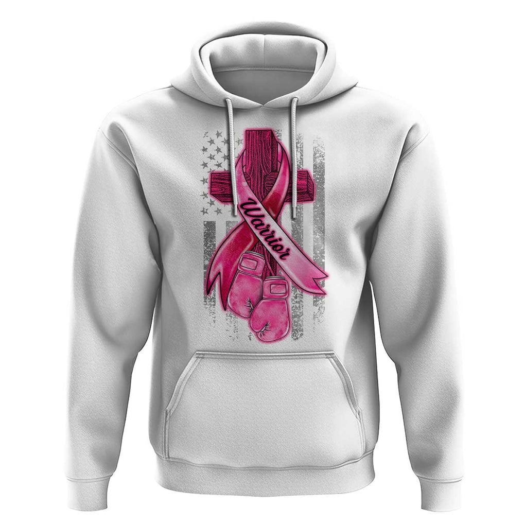 Pink Breast Cancer Hoodie I Am Warrior American Flag TS09 White Print Your Wear