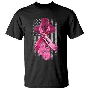 Pink Breast Cancer T Shirt I Am Warrior American Flag TS09 Black Print Your Wear