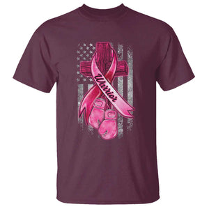 Pink Breast Cancer T Shirt I Am Warrior American Flag TS09 Maroon Print Your Wear