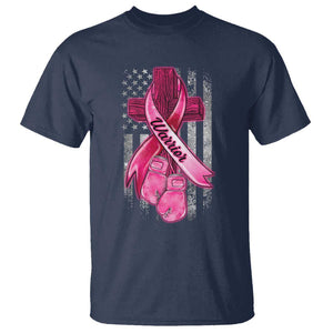 Pink Breast Cancer T Shirt I Am Warrior American Flag TS09 Navy Print Your Wear