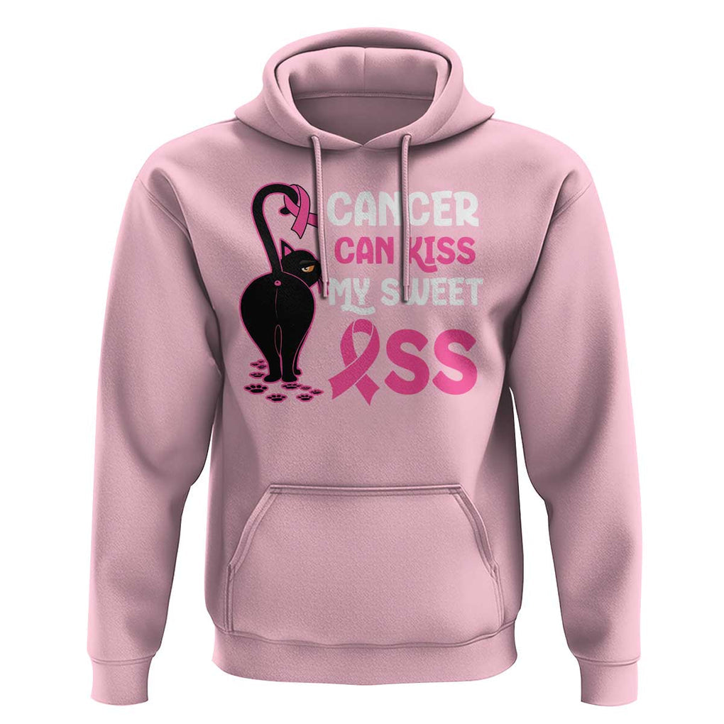 Funny Breast Cancer Hoodie Cancer Can Kiss My Sweet Ass Cool Cat TS09 Light Pink Print Your Wear
