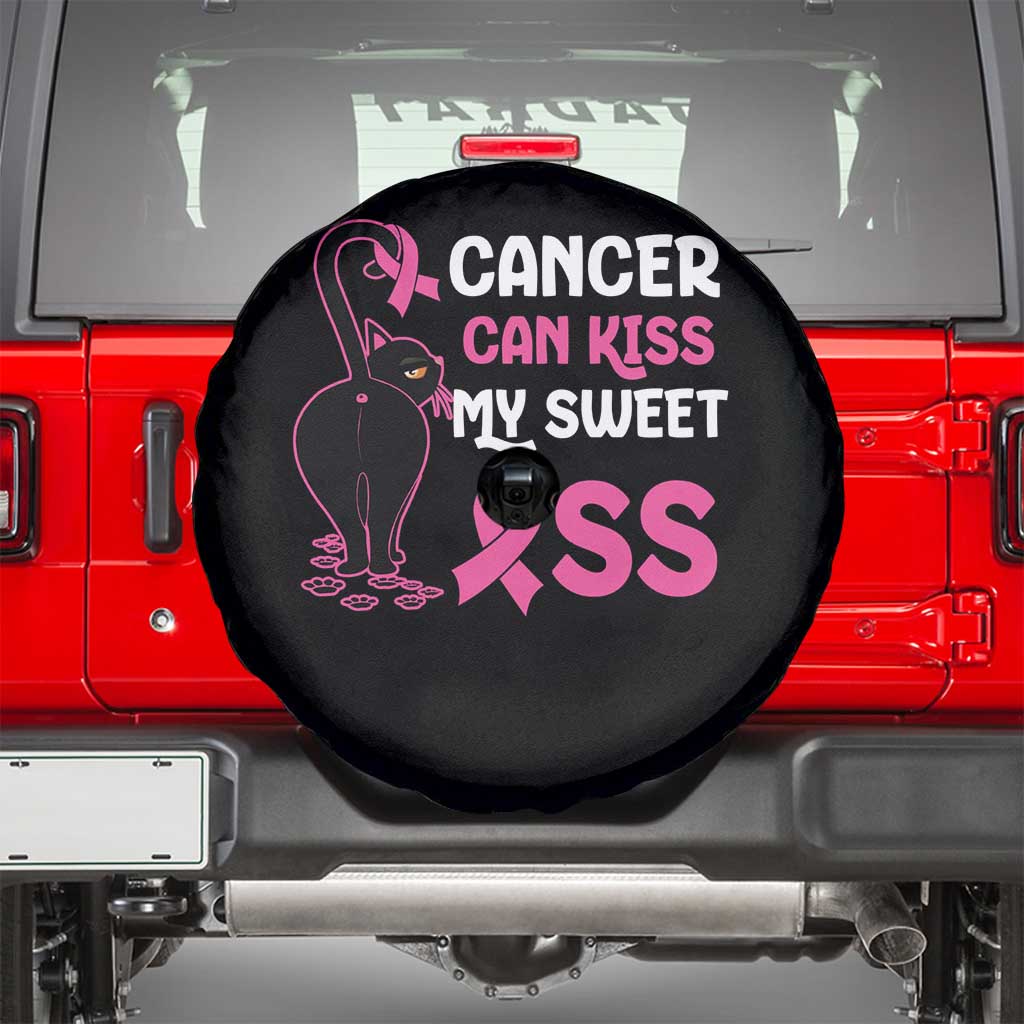 Funny Breast Cancer Spare Tire Cover Cancer Can Kiss My Sweet Ass Cool Cat TS09 Black Print Your Wear