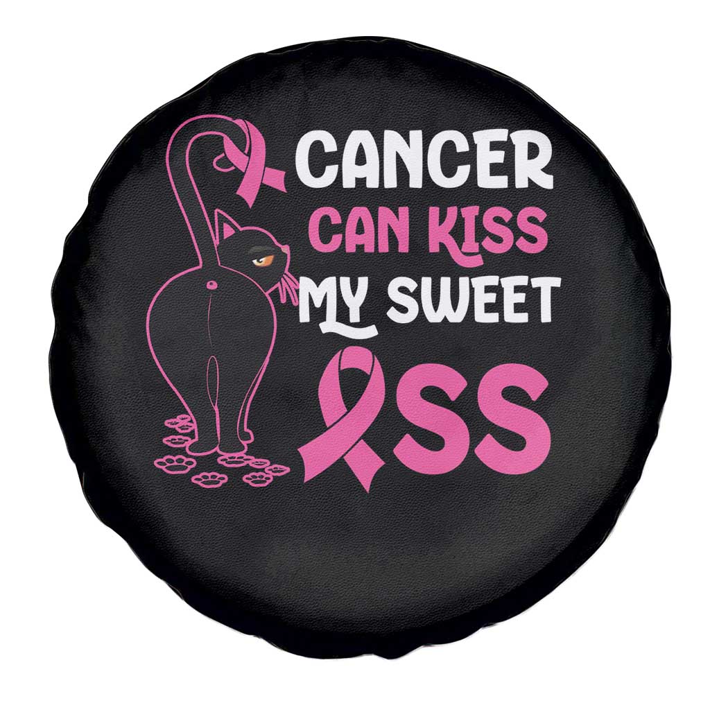 Funny Breast Cancer Spare Tire Cover Cancer Can Kiss My Sweet Ass Cool Cat TS09 Print Your Wear