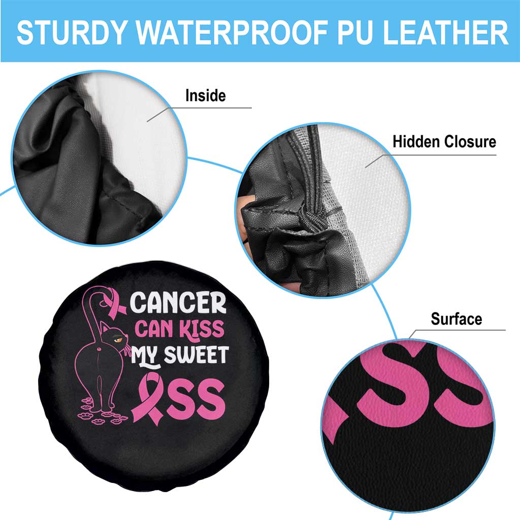 Funny Breast Cancer Spare Tire Cover Cancer Can Kiss My Sweet Ass Cool Cat TS09 Print Your Wear