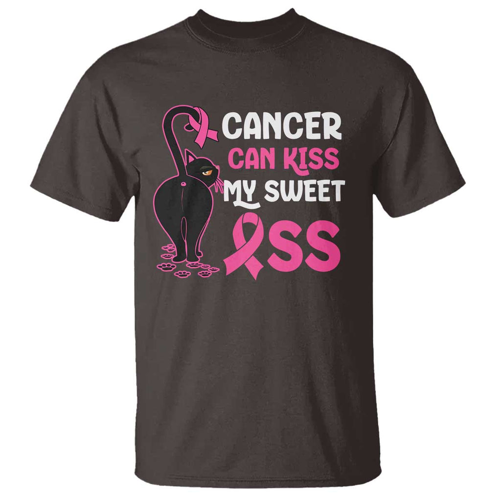 Funny Breast Cancer T Shirt Cancer Can Kiss My Sweet Ass Cool Cat TS09 Dark Chocolate Print Your Wear