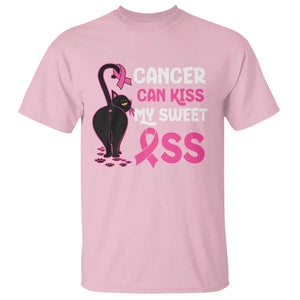 Funny Breast Cancer T Shirt Cancer Can Kiss My Sweet Ass Cool Cat TS09 Light Pink Print Your Wear