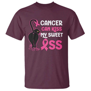 Funny Breast Cancer T Shirt Cancer Can Kiss My Sweet Ass Cool Cat TS09 Maroon Print Your Wear