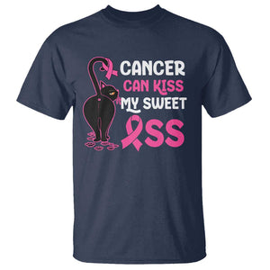 Funny Breast Cancer T Shirt Cancer Can Kiss My Sweet Ass Cool Cat TS09 Navy Print Your Wear