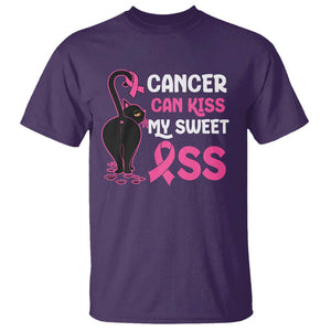 Funny Breast Cancer T Shirt Cancer Can Kiss My Sweet Ass Cool Cat TS09 Purple Print Your Wear