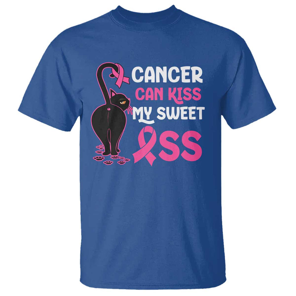 Funny Breast Cancer T Shirt Cancer Can Kiss My Sweet Ass Cool Cat TS09 Royal Blue Print Your Wear