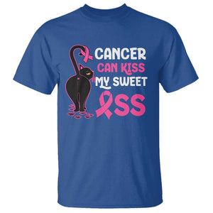 Funny Breast Cancer T Shirt Cancer Can Kiss My Sweet Ass Cool Cat TS09 Royal Blue Print Your Wear