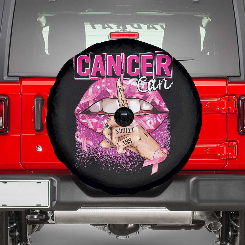 Breast Cancer Spare Tire Cover Cancer Can Kiss My Sweet Ass TS09 Black Print Your Wear