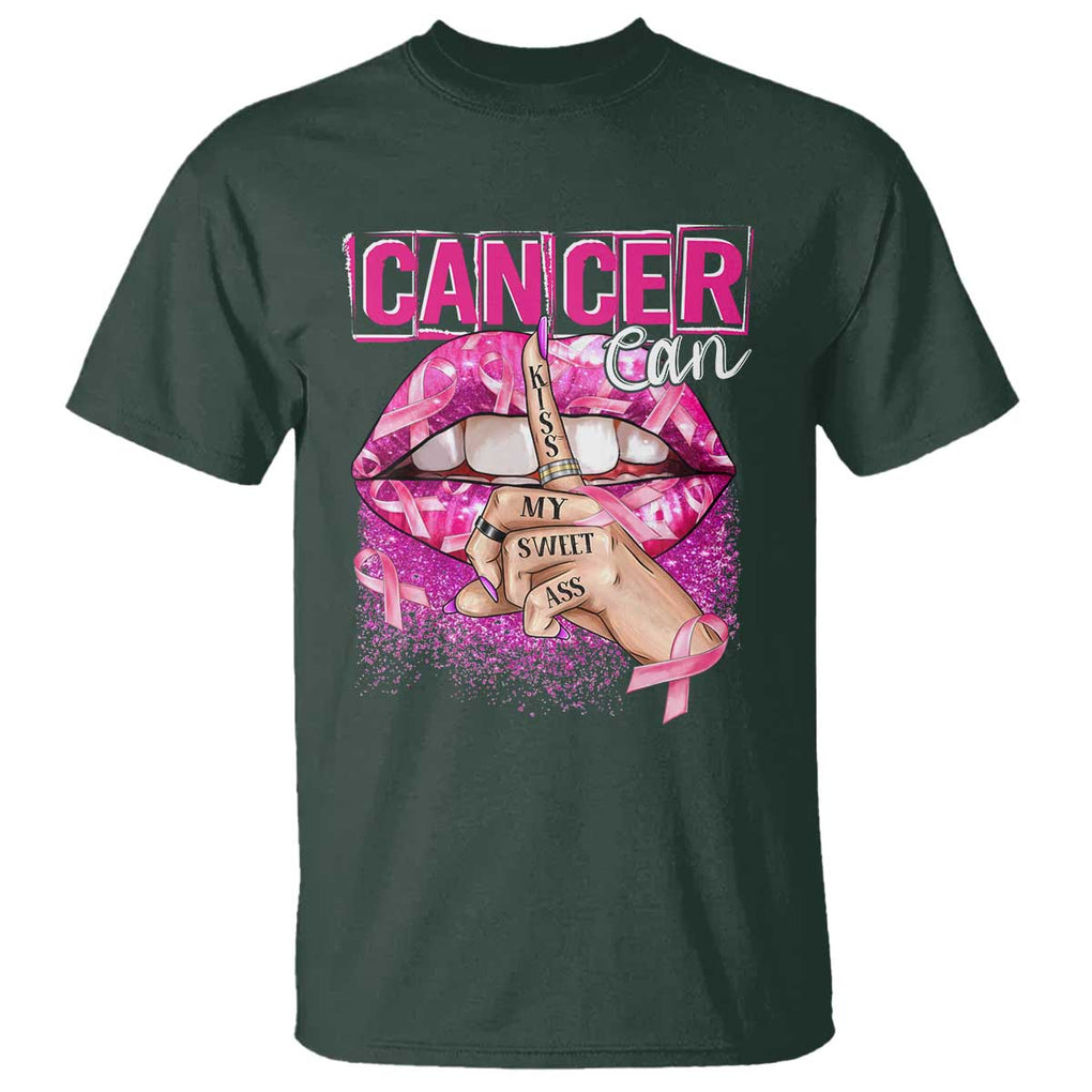 Breast Cancer T Shirt Cancer Can Kiss My Sweet Ass TS09 Dark Forest Green Print Your Wear