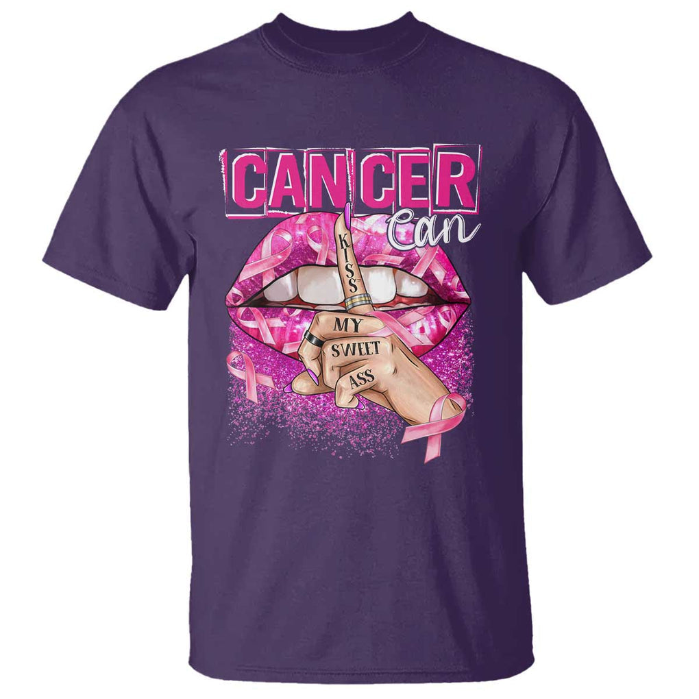 Breast Cancer T Shirt Cancer Can Kiss My Sweet Ass TS09 Purple Print Your Wear